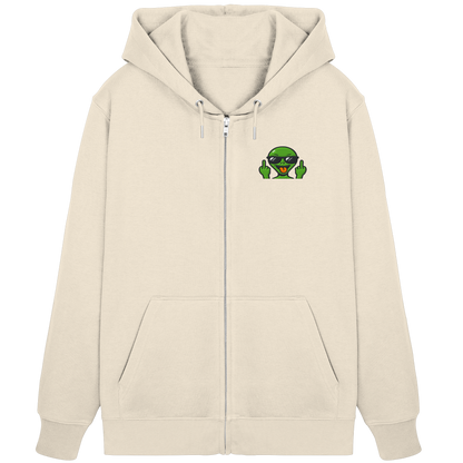 Alien mit Mittelfinger – Grüße vom Planeten Genervt - Organic Zipper (Stick)