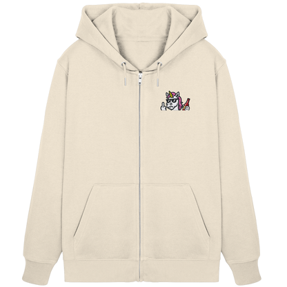Einhorn mit Mittelfinger – Rave-Rainbow in Rebellion - Organic Zipper (Stick)