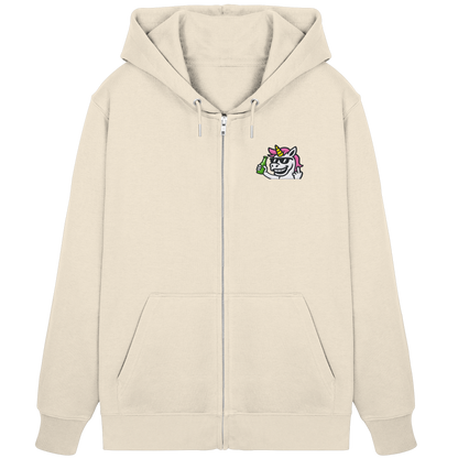 Einhorn mit Mittelfinger – Im Partymodus scheißt’s auf Glitzerregeln - Organic Zipper (Stick)