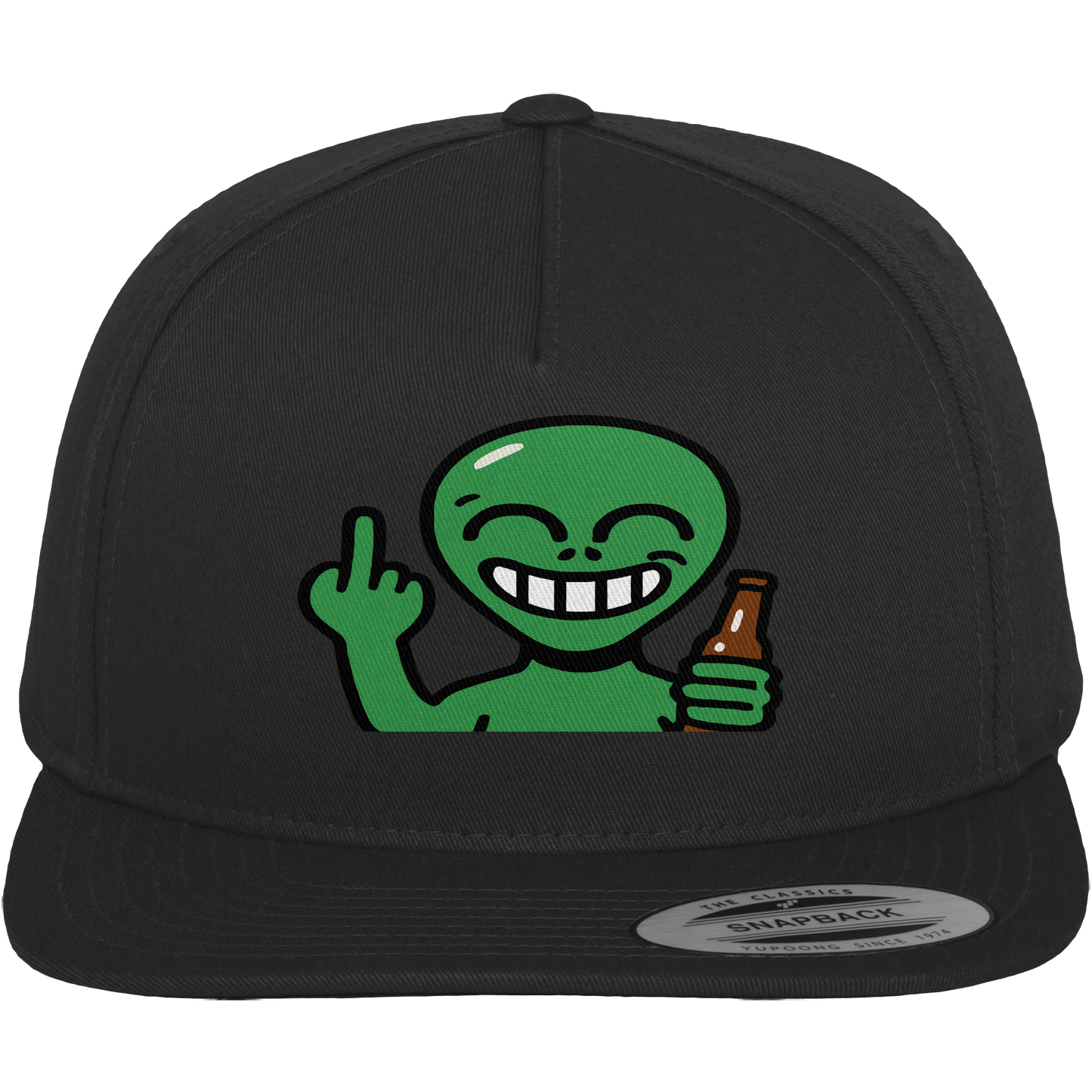 Alien mit Mittelfinger – Cosmic Party, irdischer Finger - Premium Snapback