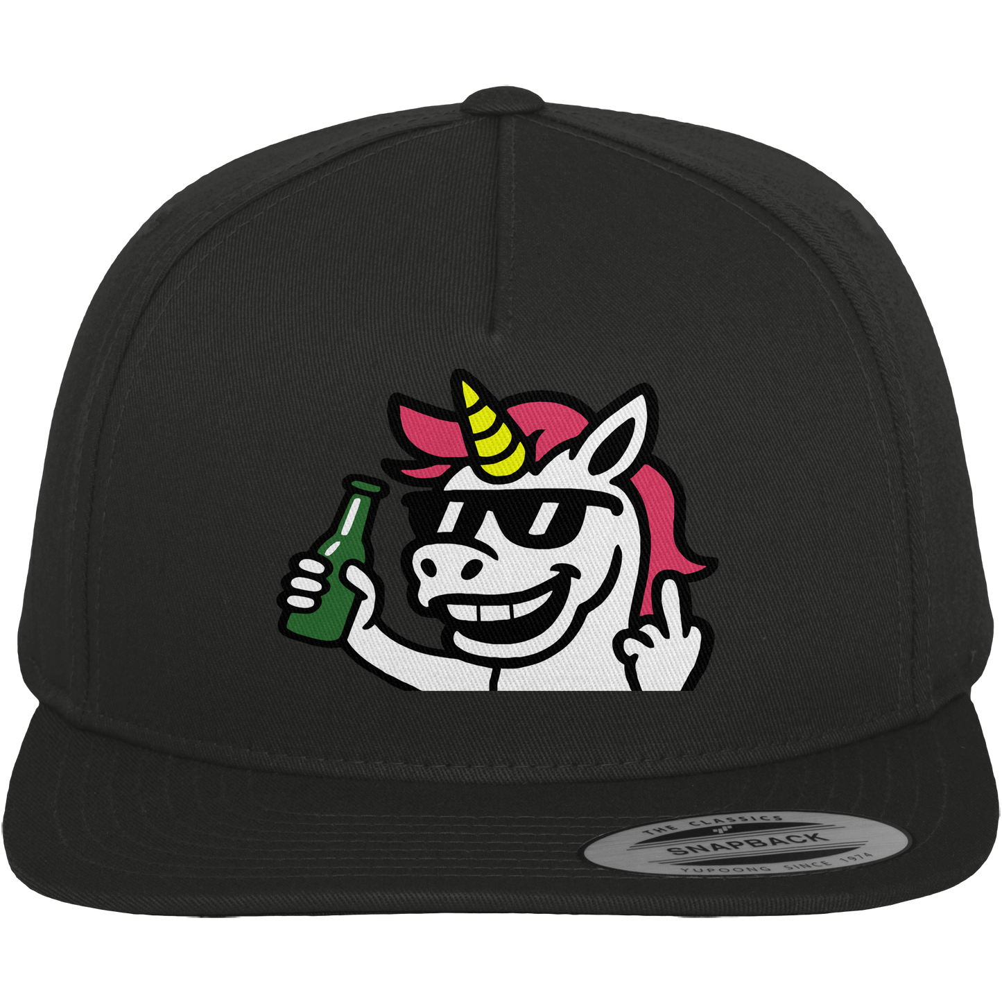 Einhorn mit Mittelfinger – Im Partymodus scheißt’s auf Glitzerregeln - Premium Snapback