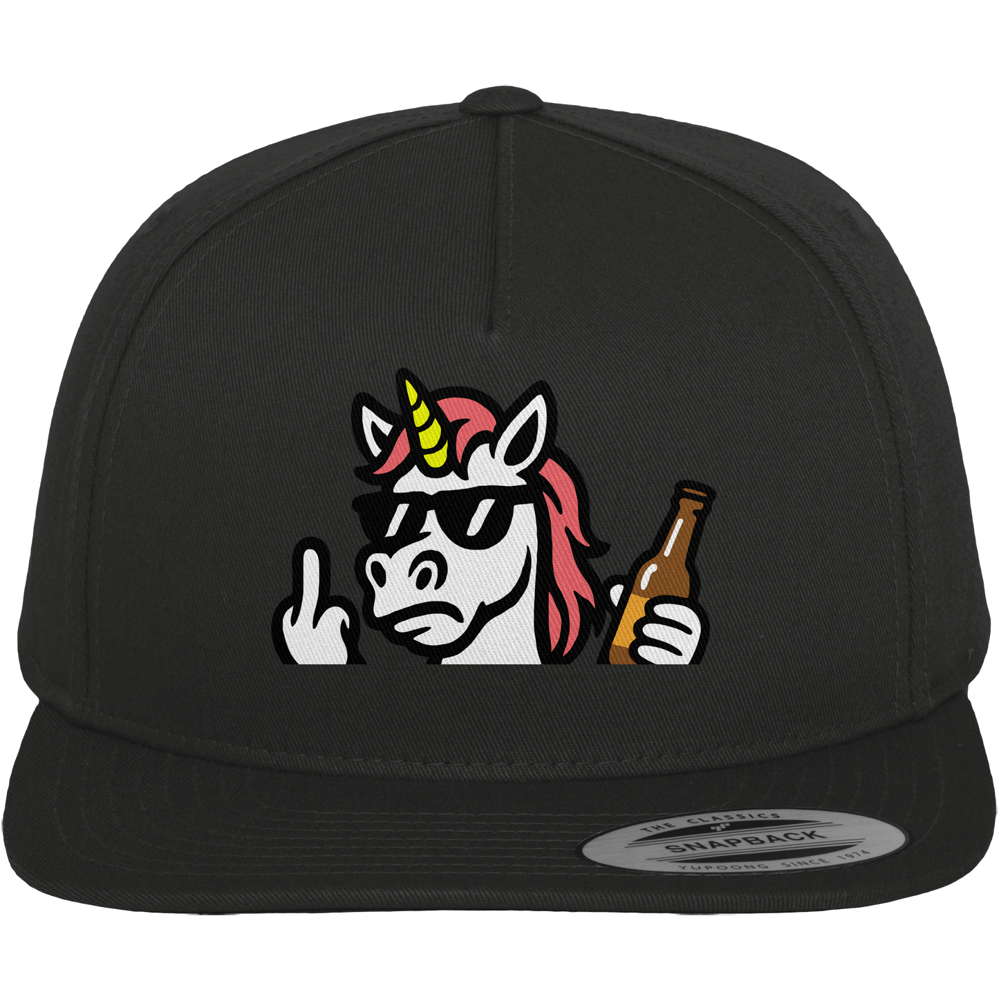 Einhorn mit Mittelfinger – Rave-Rainbow in Rebellion - Premium Snapback