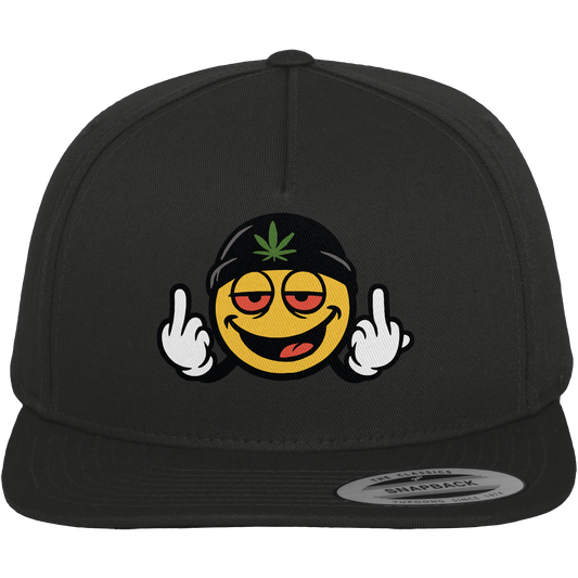 Smiley mit Mittelfinger – Lächeln. Ziehen. Grenzen setzen. - Premium Snapback