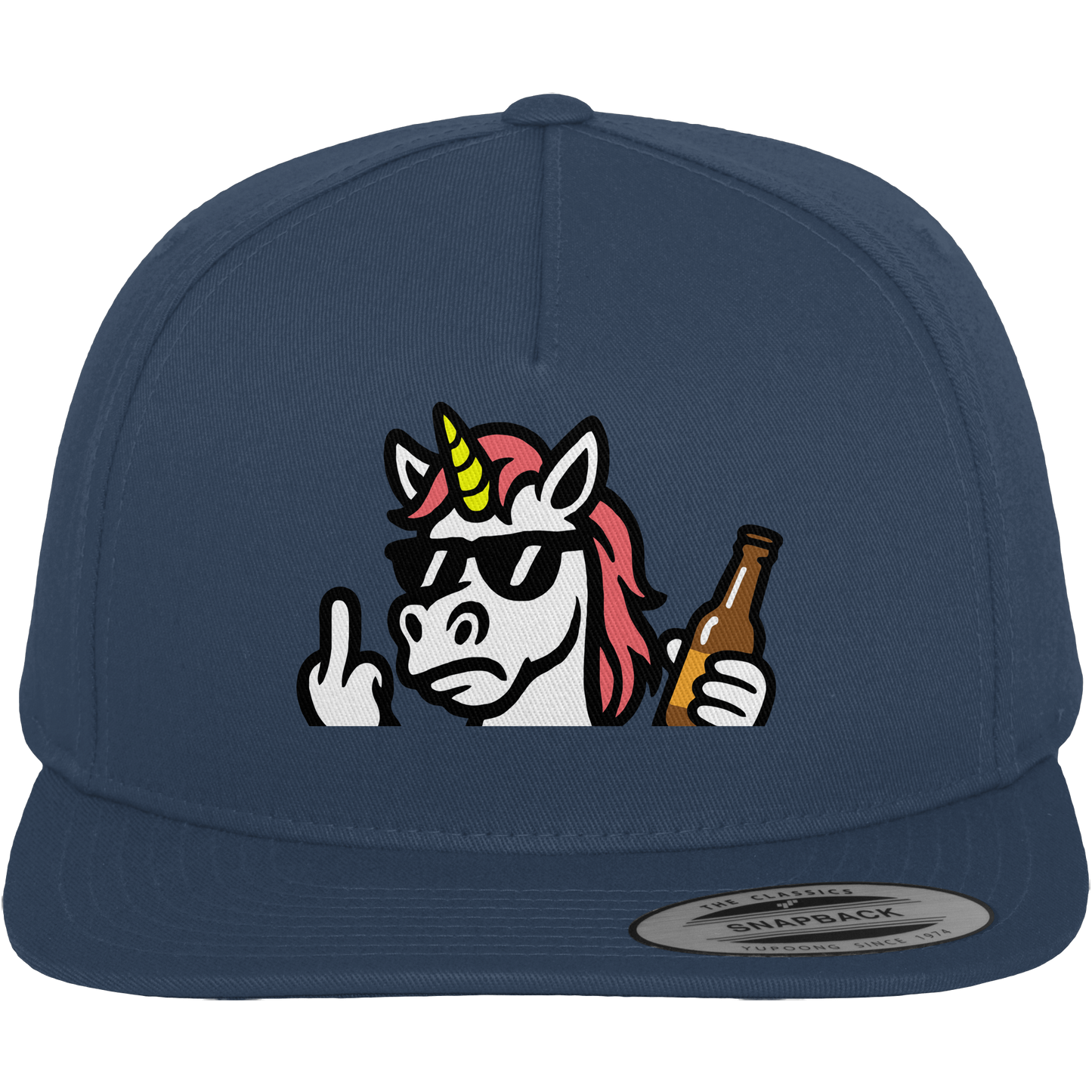 Einhorn mit Mittelfinger – Rave-Rainbow in Rebellion - Premium Snapback