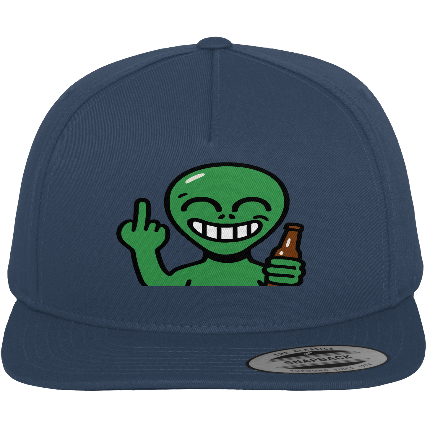 Alien mit Mittelfinger – Cosmic Party, irdischer Finger - Premium Snapback