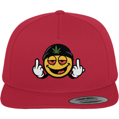 Smiley mit Mittelfinger – Lächeln. Ziehen. Grenzen setzen. - Premium Snapback