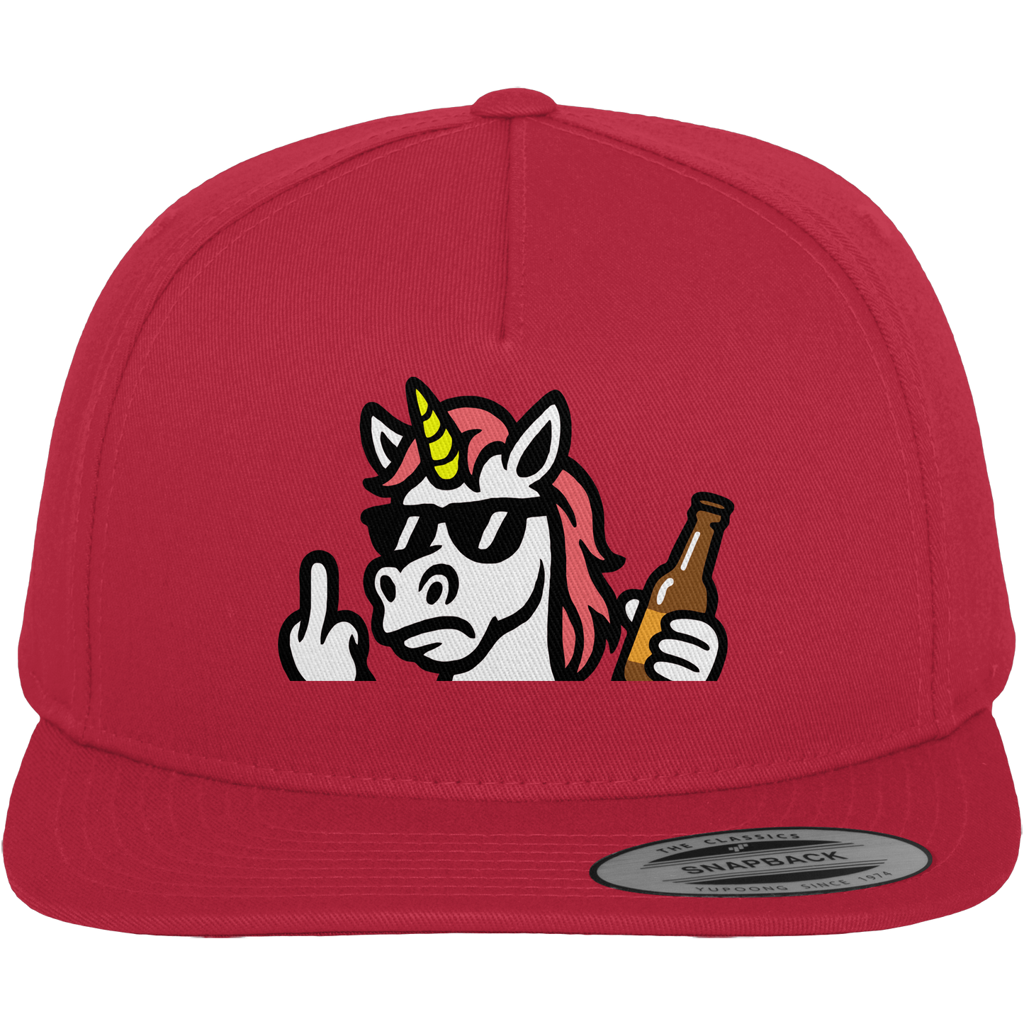 Einhorn mit Mittelfinger – Rave-Rainbow in Rebellion - Premium Snapback