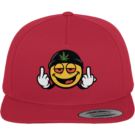 Smiley mit Mittelfinger – Lächeln. Ziehen. Grenzen setzen. - Premium Snapback