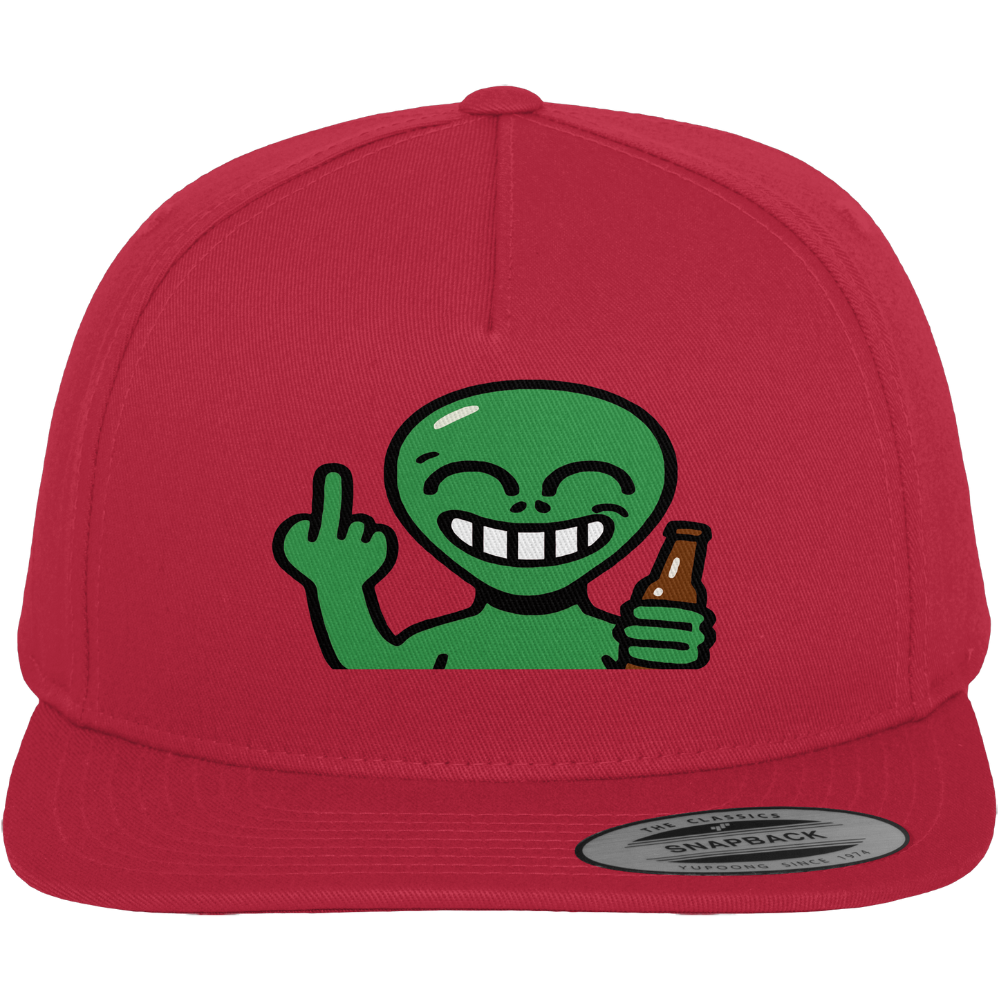 Alien mit Mittelfinger – Cosmic Party, irdischer Finger - Premium Snapback