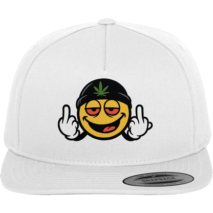 Smiley mit Mittelfinger – Lächeln. Ziehen. Grenzen setzen. - Premium Snapback