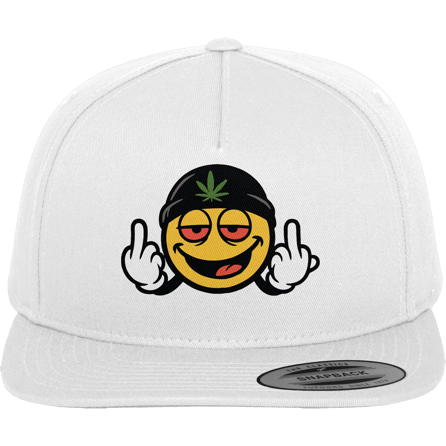 Smiley mit Mittelfinger – Lächeln. Ziehen. Grenzen setzen. - Premium Snapback