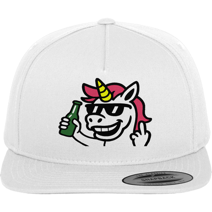 Einhorn mit Mittelfinger – Im Partymodus scheißt’s auf Glitzerregeln - Premium Snapback