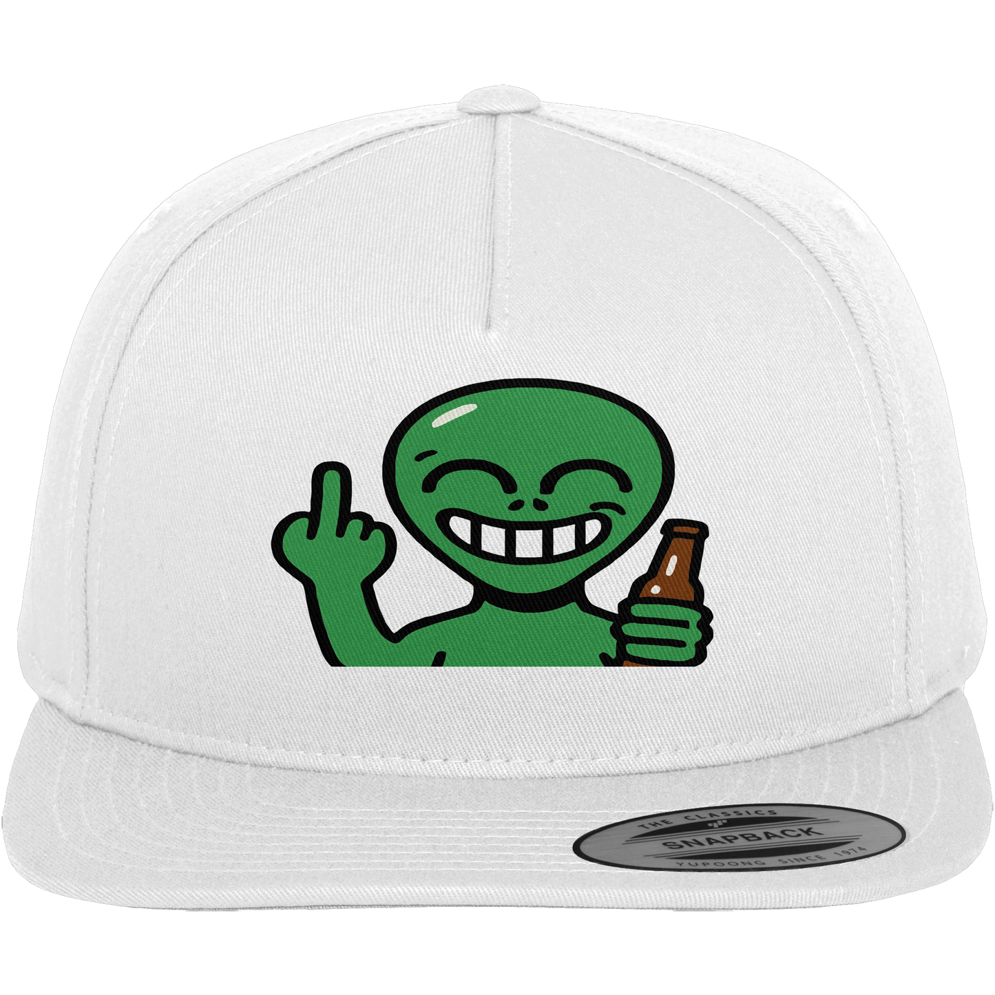 Alien mit Mittelfinger – Cosmic Party, irdischer Finger - Premium Snapback